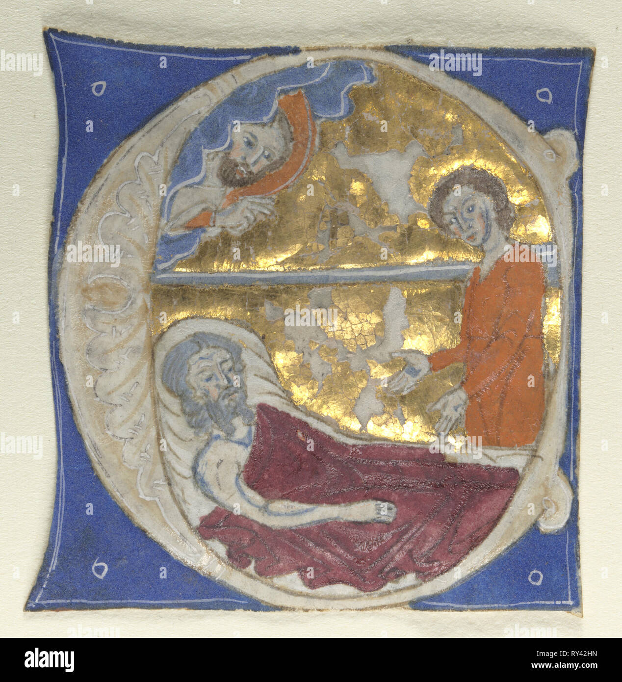Initiale historiée excisés d'une Bible, 1200. Italie, 13e siècle. Tempera et or sur parchemin ; feuille : 5 x 4,5 cm (1 15/16 x 1 3/4 in Banque D'Images