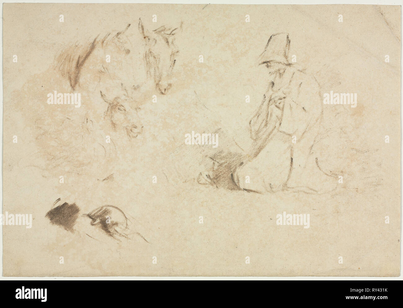 Croquis : Les chiffres et les animaux. Thomas Gainsborough (1727-1788), britannique. Pinceau et encre brune Banque D'Images