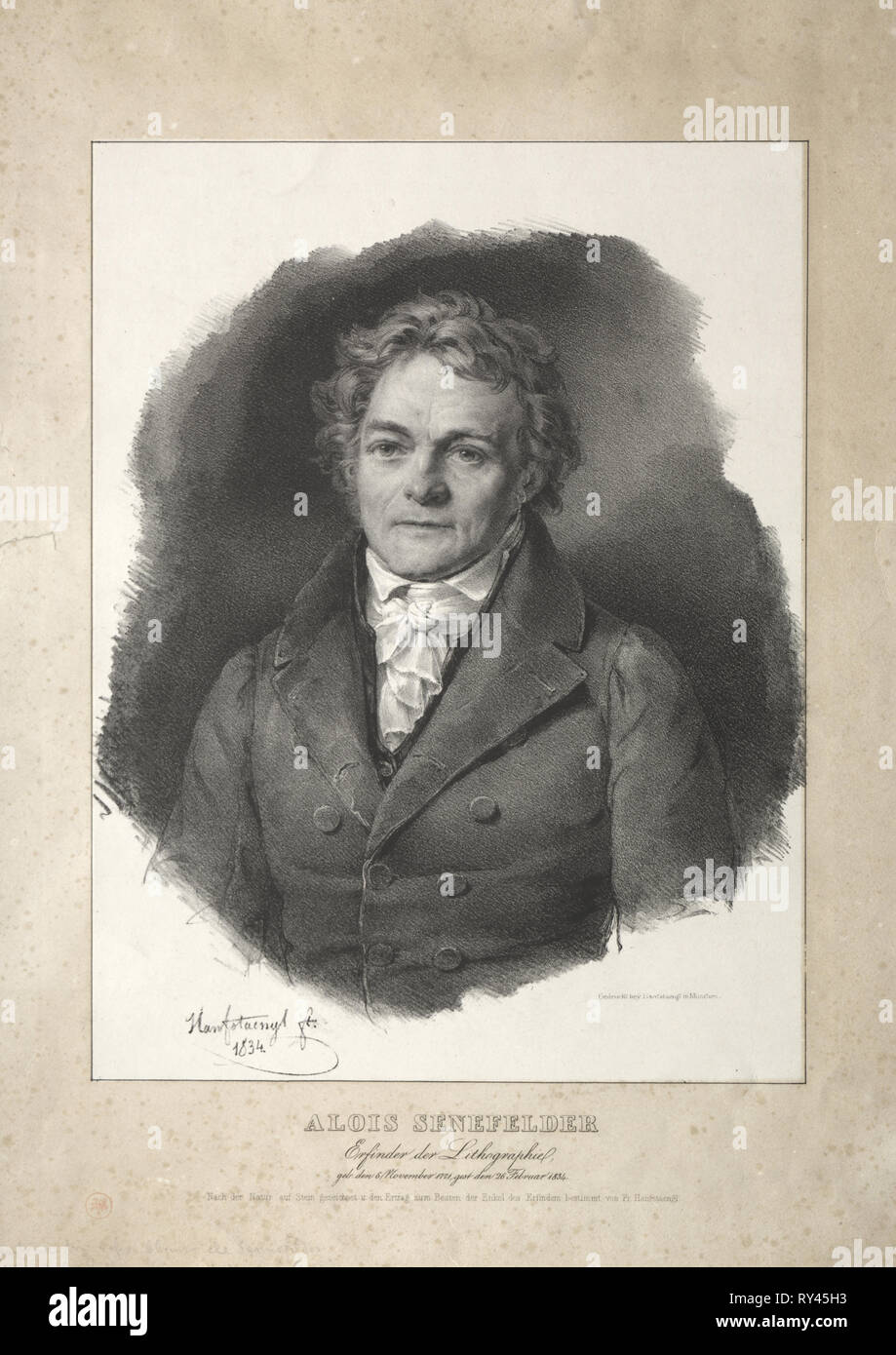 Aloys Senefelder. Franz Seraph Hanfstaengl (allemand, 1804-1877). Lithographie Banque D'Images
