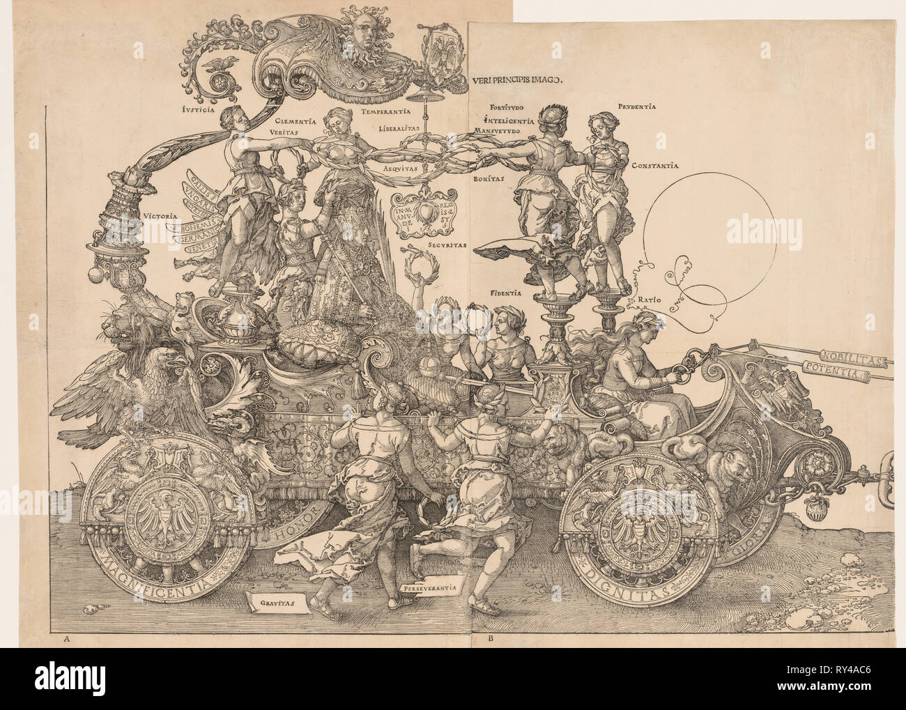 La grande voiture triomphale de l'empereur Maximilien, 1523. Albrecht Dürer (allemand, 1471-1528). Gravure sur bois Banque D'Images