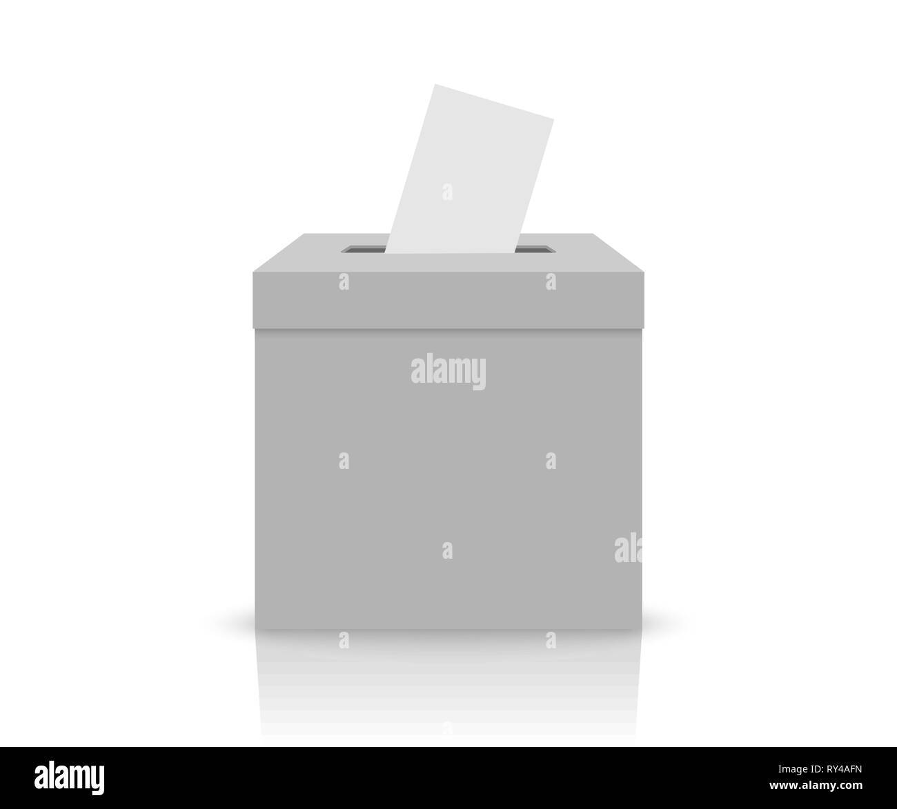 Élection vote blanc boîte avec du papier dans le trou. Bulletin de maquette de campagne Illustration de Vecteur