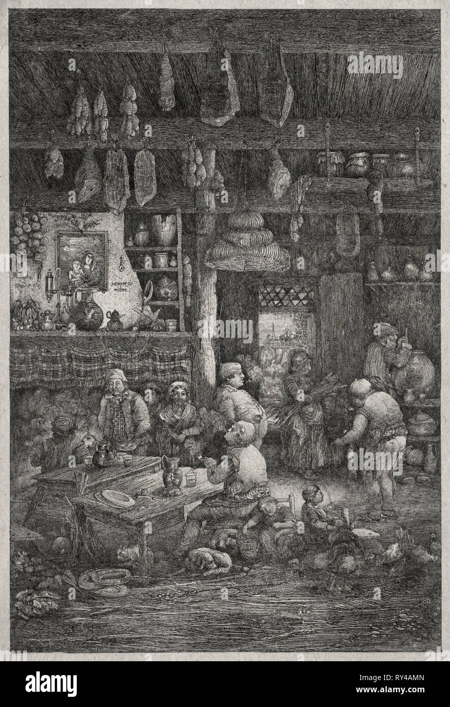 De l'intérieur moldave, 1856. Rodolphe Bresdin (Français, 1822-1885). Fiche technique : Lithographie ; 31,5 x 23,5 cm (12 3/8 x 9 1/4 in.) ; image : 16,7 x 11,2 cm (6 9/16 x 4 7/16 in Banque D'Images