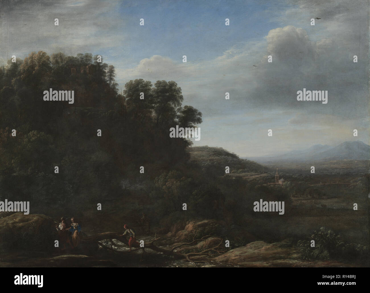 Paysage italien, ch. 1630. Claude Lorrain (Français, 1604-1682). Huile sur toile, 126,5 x 162,5 encadrées : x 5 cm (49 13/16 x 64 x 1 15/16 in.) ; non encadrée : 97,5 x 134,2 cm (38 3/8 x 52 13/16 in Banque D'Images