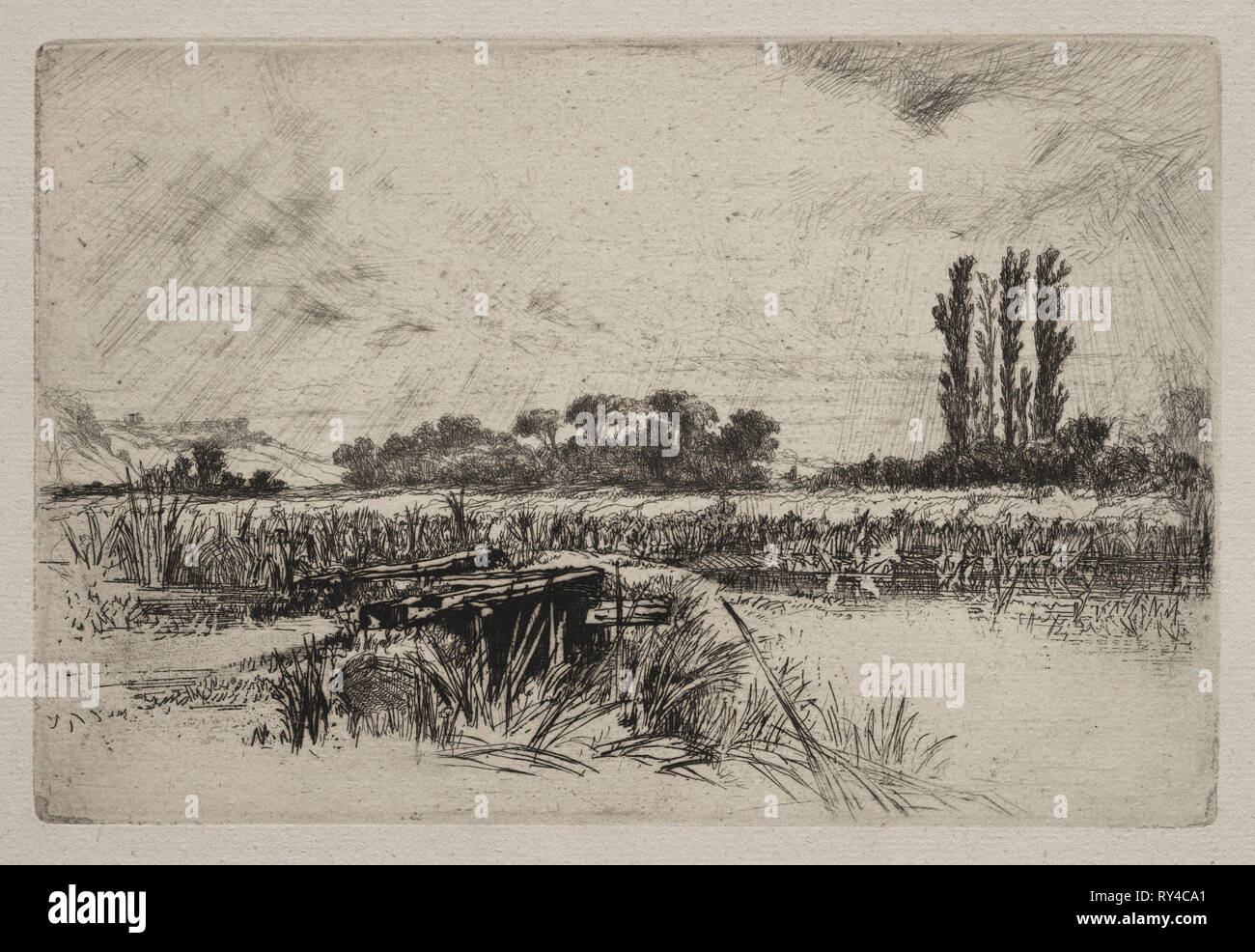 Un pré de l'eau, 1859. Francis Seymour Haden (britannique, 1818-1910). Eau-forte Banque D'Images