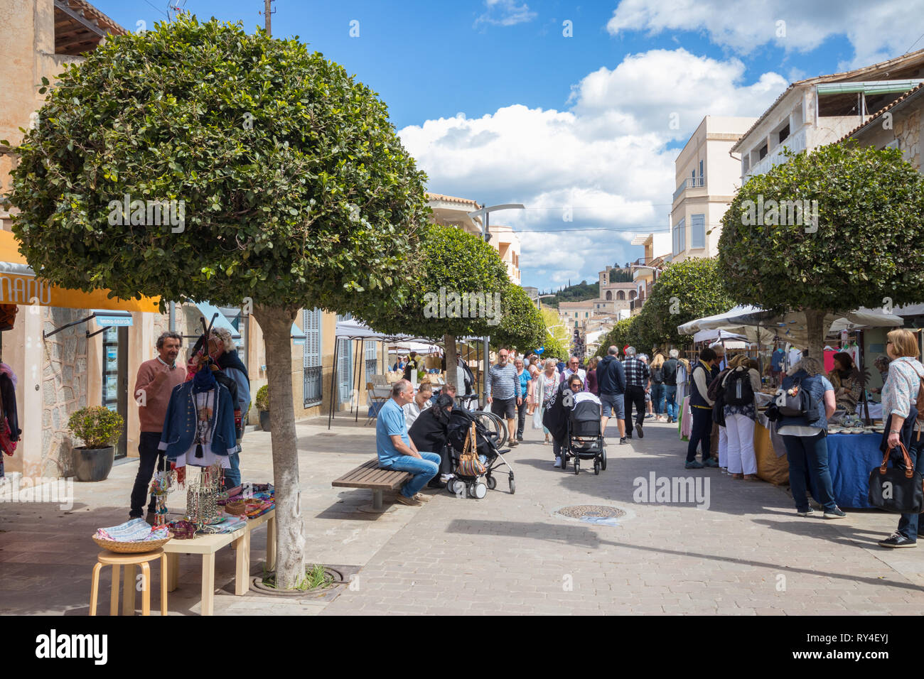 La rue du marché à Arta, Majorque (Mallorca), Iles Baléares, Espagne Banque D'Images