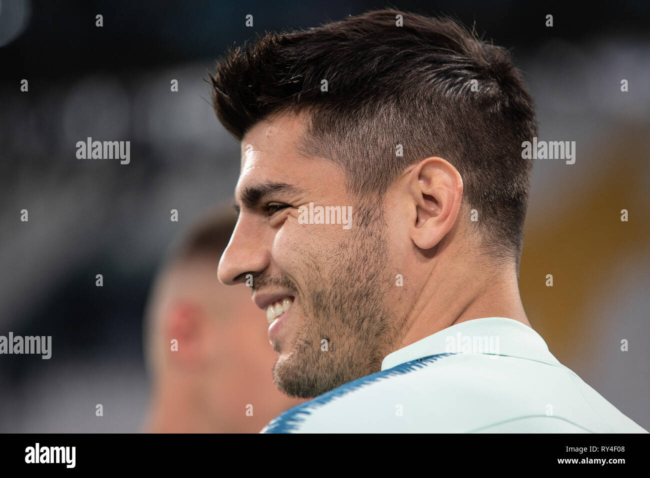 Turin, Italie. Mar 11, 2019. Alvaro Morata durant la séance de formation de l'Atletico Madrid avant le match de la Ligue des Champions Juventus vs Atletico Madrid, Italie, Turin à l'Alianz Stadium, 9 mars 2019 Crédit : Alberto Gandolfo/Pacific Press/Alamy Live News Banque D'Images