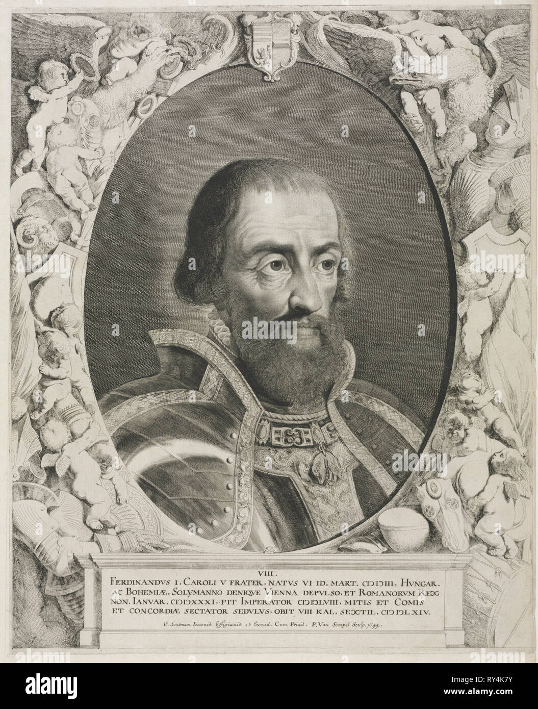 Portrait de l'empereur Ferdinand I. Pieter van Sompel (flamand), ch. 1600-aft.1644), après Pieter Claesz. Soutman (Néerlandais, 1657). Gravure Banque D'Images