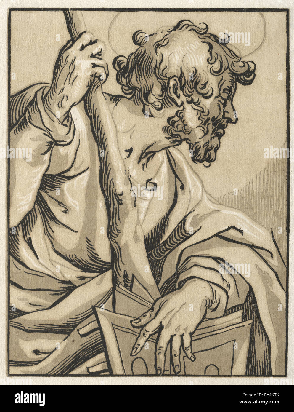 Le Christ et les apôtres, non. 10 : Le Christ et les apôtres : saint Jude Thaddée (avec le Club), années 1600. Ludolph Büsinck (allemand, 1590-1669), après G. Lallemand. Gravure sur bois clair-obscur ; feuille : 24,4 x 19,1 cm (9 5/8 x 7 1/2 in.) ; Image : 21 x 16 cm (8 1/4 x 6 5/16 in Banque D'Images Le Christ et les apôtres, non. 10 : Le Christ et les apôtres : saint Jude Thaddée (avec le Club), années 1600. Ludolph Büsinck (allemand, 1590-1669), après G. Lallemand. Gravure sur bois clair-obscur ; feuille : 24,4 x 19,1 cm (9 5/8 x 7 1/2 in.) ; Image : 21 x 16 cm (8 1/4 x 6 5/16 in Banque D'Images