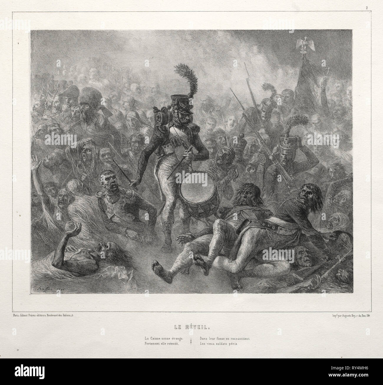 L'album de 1832 : reveil, 1832. Auguste Raffet (Français, 1804-1860). Lithographie Banque D'Images