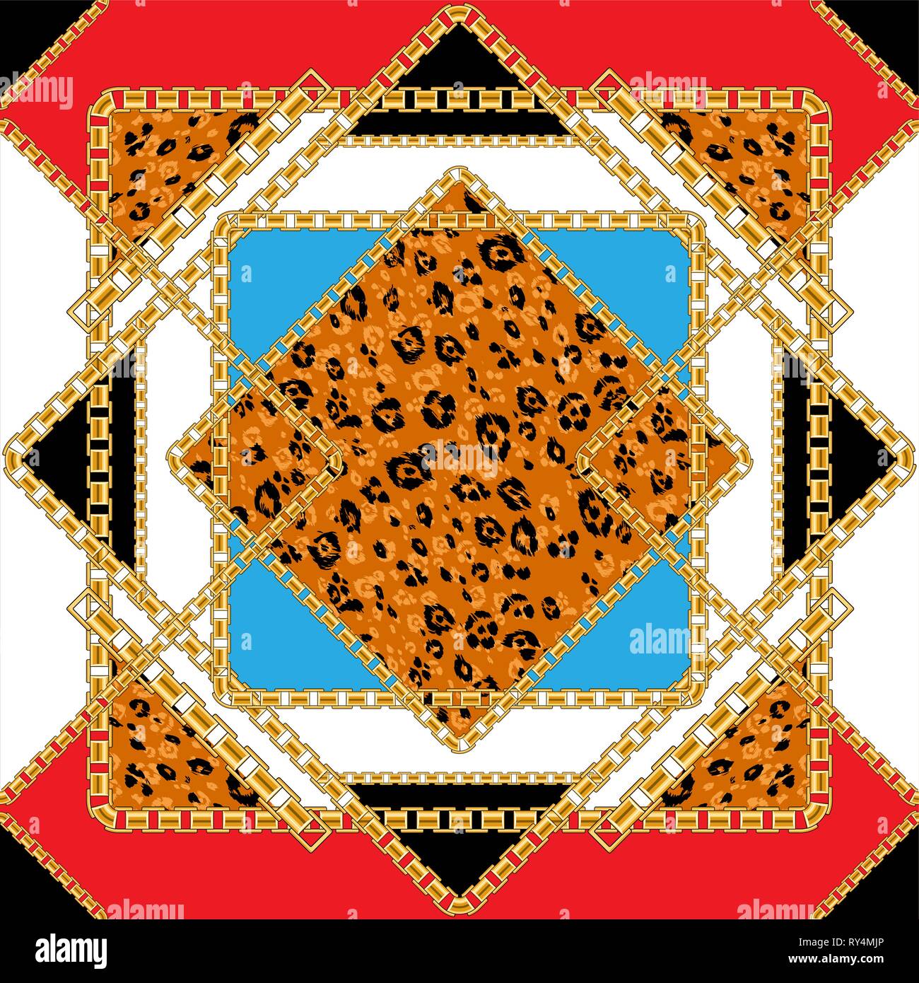 Abctract structure transparente avec chaîne d'or avec la peau d'animaux pour le tissu de fond. Répéter la mode leopard print. Illustration de Vecteur