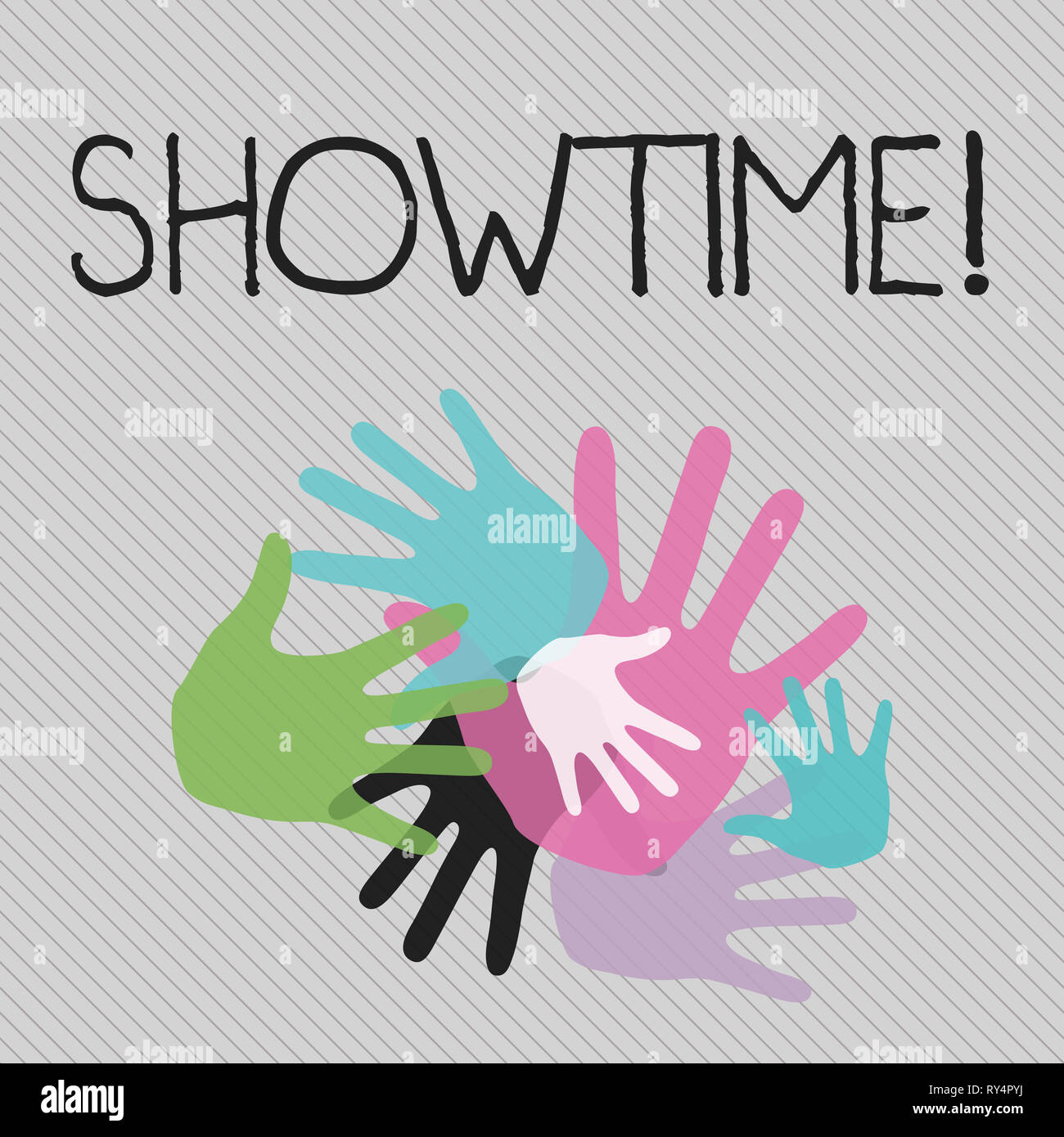 La main conceptuel montrant Showtime. Une fois sens Concept jouer film Perforanalysisce Concert événement est programmé pour commencer Banque D'Images