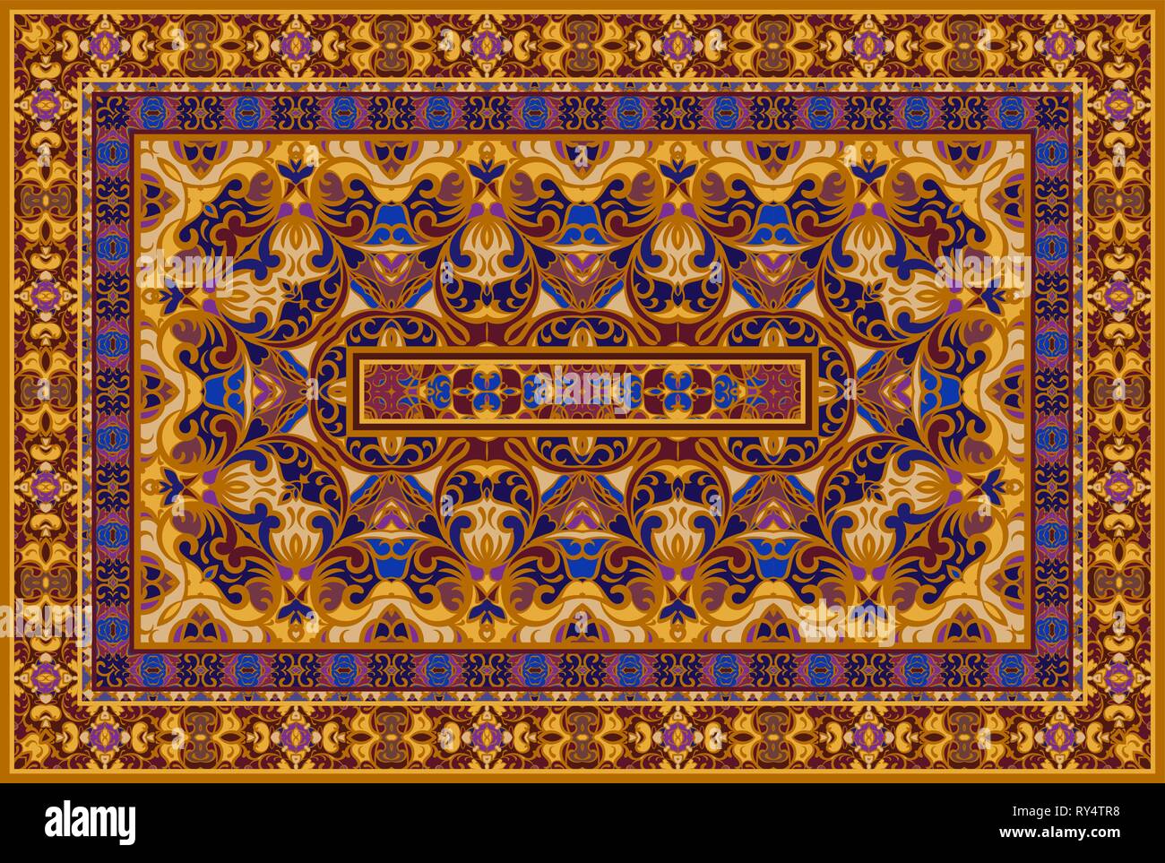 Vintage modèle arabe. Persian tapis de couleur claire. Ornement riche pour le motif du tissu, faites à la main, décoration d'intérieur, les textiles. Tapis ethnique lumineux. Illustration de Vecteur