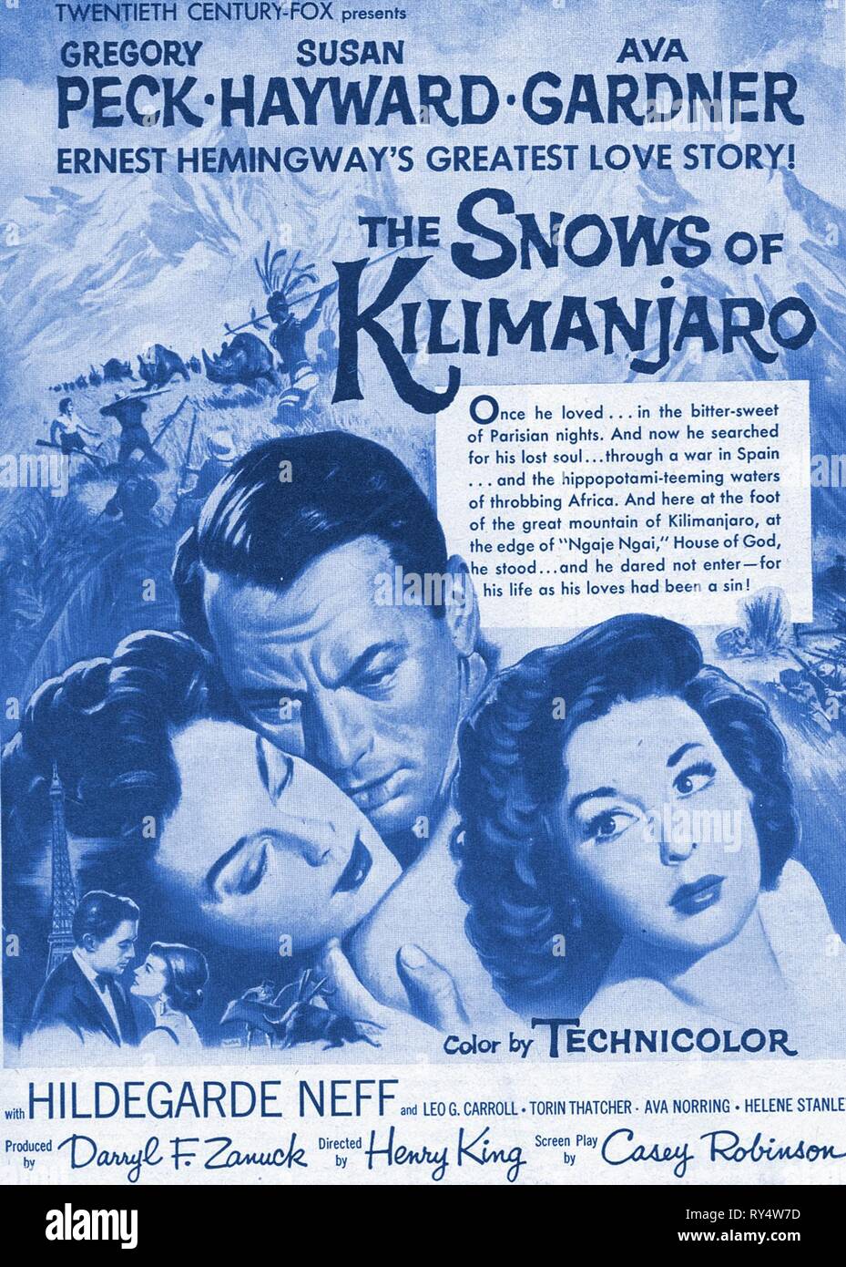 GARDNER,PECK,affiche, les neiges du Kilimandjaro, 1952 Banque D'Images