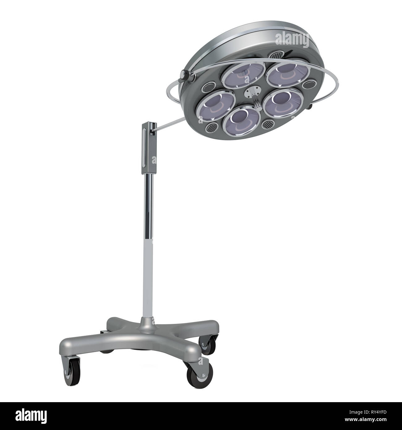 L'éclairage chirurgical sur le stand, rendu 3D isolé sur fond blanc Banque D'Images