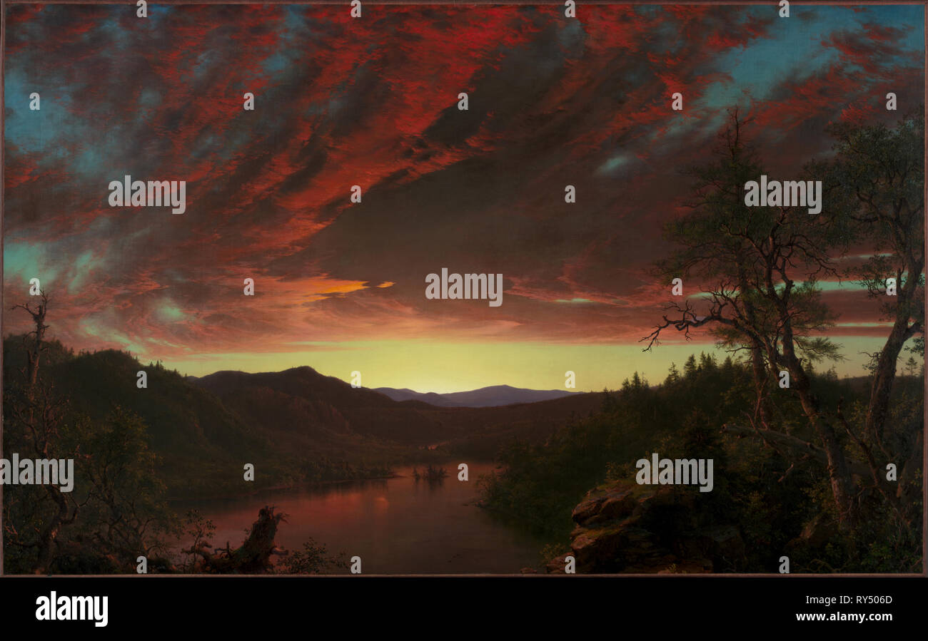 Crépuscule dans le désert, 1860. Frederic Edwin Church (Américain, 1826-1900). Huile sur toile encadrée ; : 124 x 185 x 13 cm (48 13/16 x 72 13/16 x 5 1/8 in.) ; non encadrée : 101,6 x 162,6 cm (40 x 64 in Banque D'Images