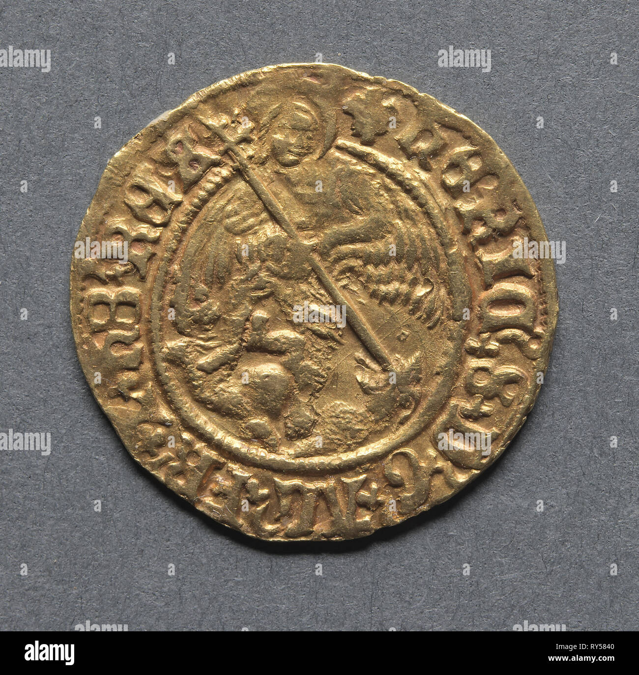 La moitié Ange , 1526-1544. L'Angleterre, Henry VIII, 1509-1547. L'or Banque D'Images