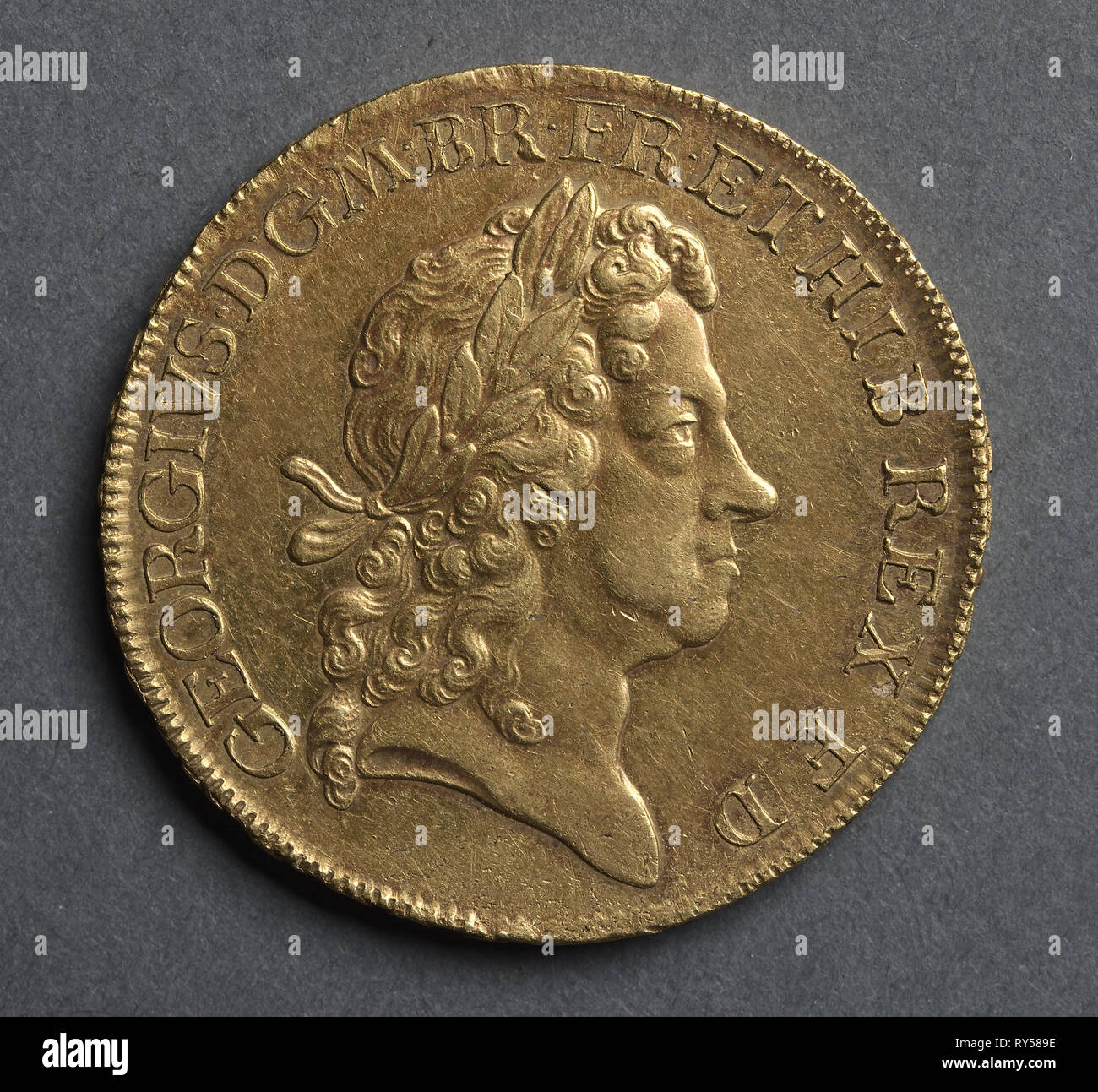 Cinq guinées (avers), 1716. L'Angleterre, George I, 1714-1727. L'or Banque D'Images