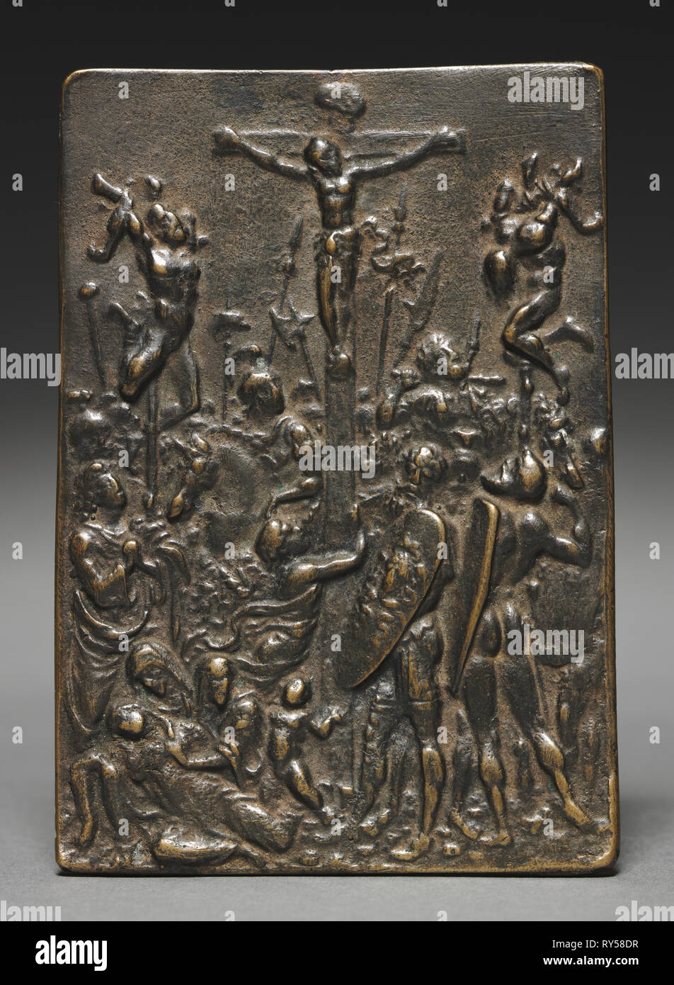 La Crucifixion, 16ème siècle. Cast après un modèle par Moderno (italien, 1467-1528). Bronze ; total : 10,8 x 7,7 cm (4 1/4 x 3 1/16 in Banque D'Images