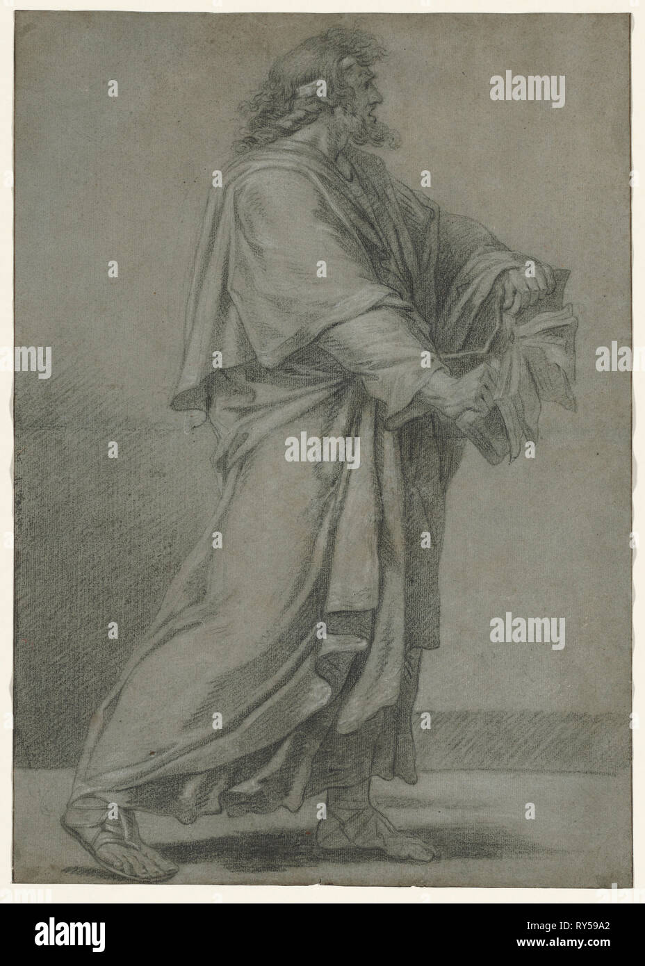 La destruction de l'homme Livre, années 1700. Anonyme, après Eustache Le Sueur (Français, 1617-1655). Craie noire rehaussée de craie blanche ; les lignes d'encadrement à l'encre noire ; feuille : 57,6 x 40,9 cm (22 11/16 x 16 1/8 in Banque D'Images