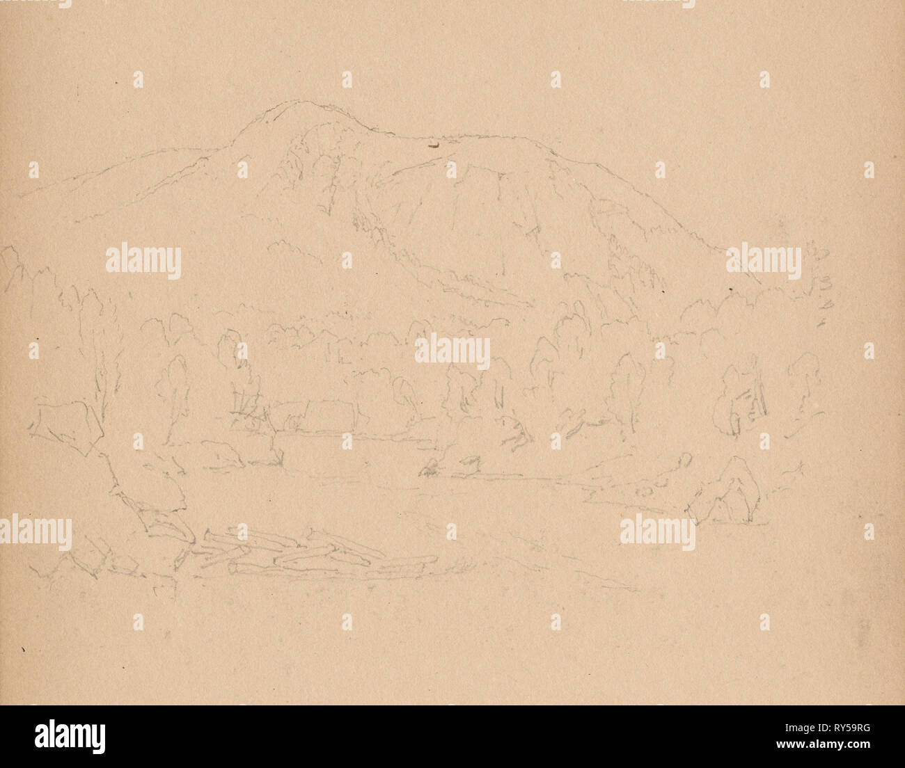 Page 08 : Sketchbook, Mountian Carter ( ?), 1859. Sanford Robinson Gifford (American, 1823-1880). Graphite Banque D'Images