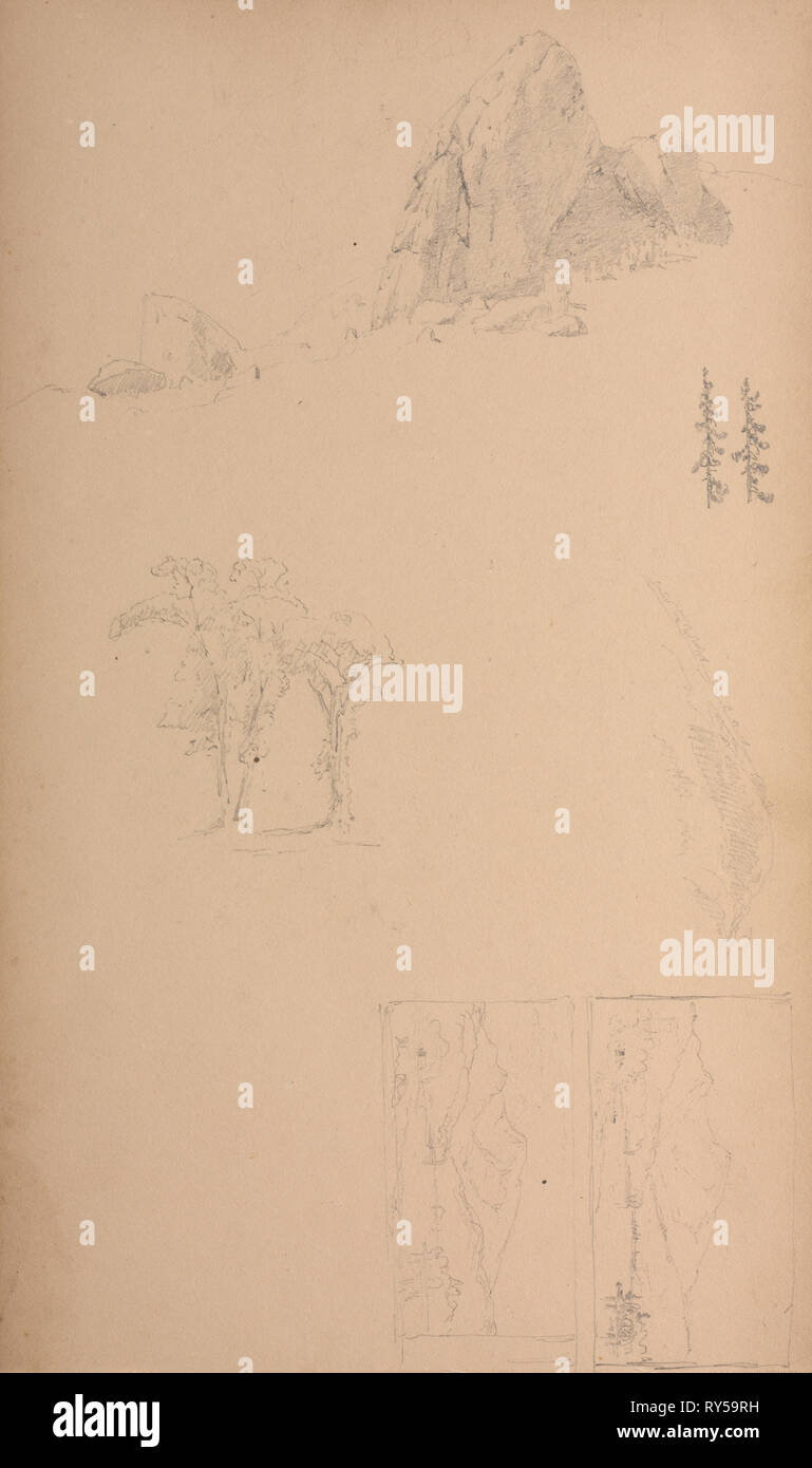 Page 09 : Sketchbook, montagnes et rochers , 1859. Sanford Robinson Gifford (American, 1823-1880). Graphite Banque D'Images