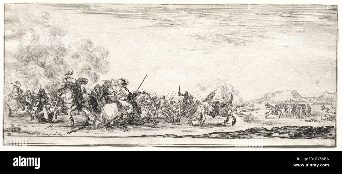 Escarmouche de cavalerie. Stefano Della Bella (italien, 1610-1664). Eau-forte Banque D'Images