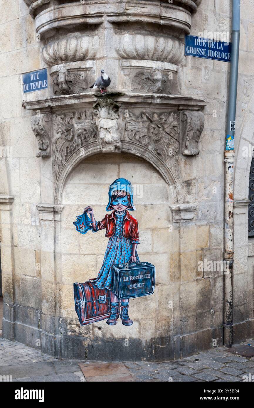 En France, en Charente Maritime, La Rochelle, murale, les filles de La Rochelle Banque D'Images
