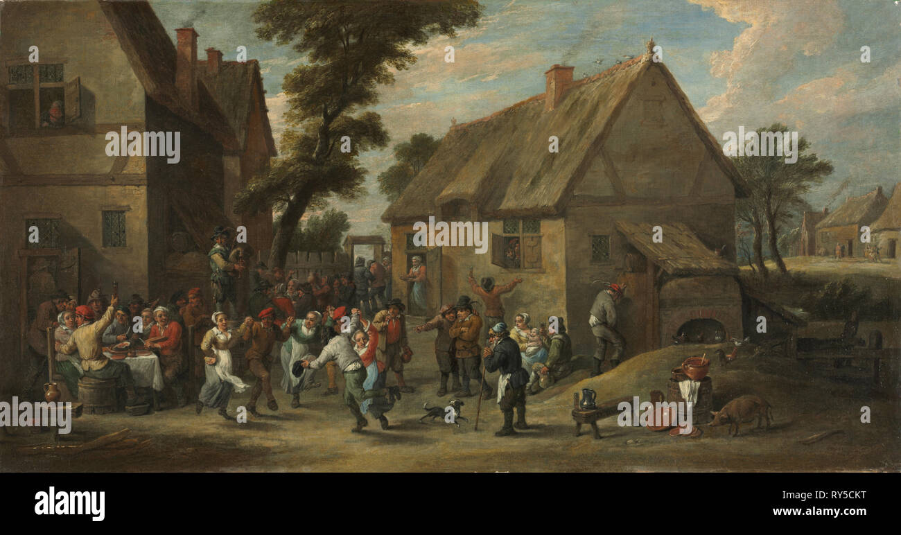 Fête de village, ch. 1646-1650. David Teniers (flamande, 1610-1690). Huile sur toile encadrée : 57 ; x 91 x 9 cm (22 7/16 x 35 13/16 x 3 9/16 in.) ; non encadrée : 37,7 x 71,3 cm (14 13/16 x 28 1/16 po Banque D'Images