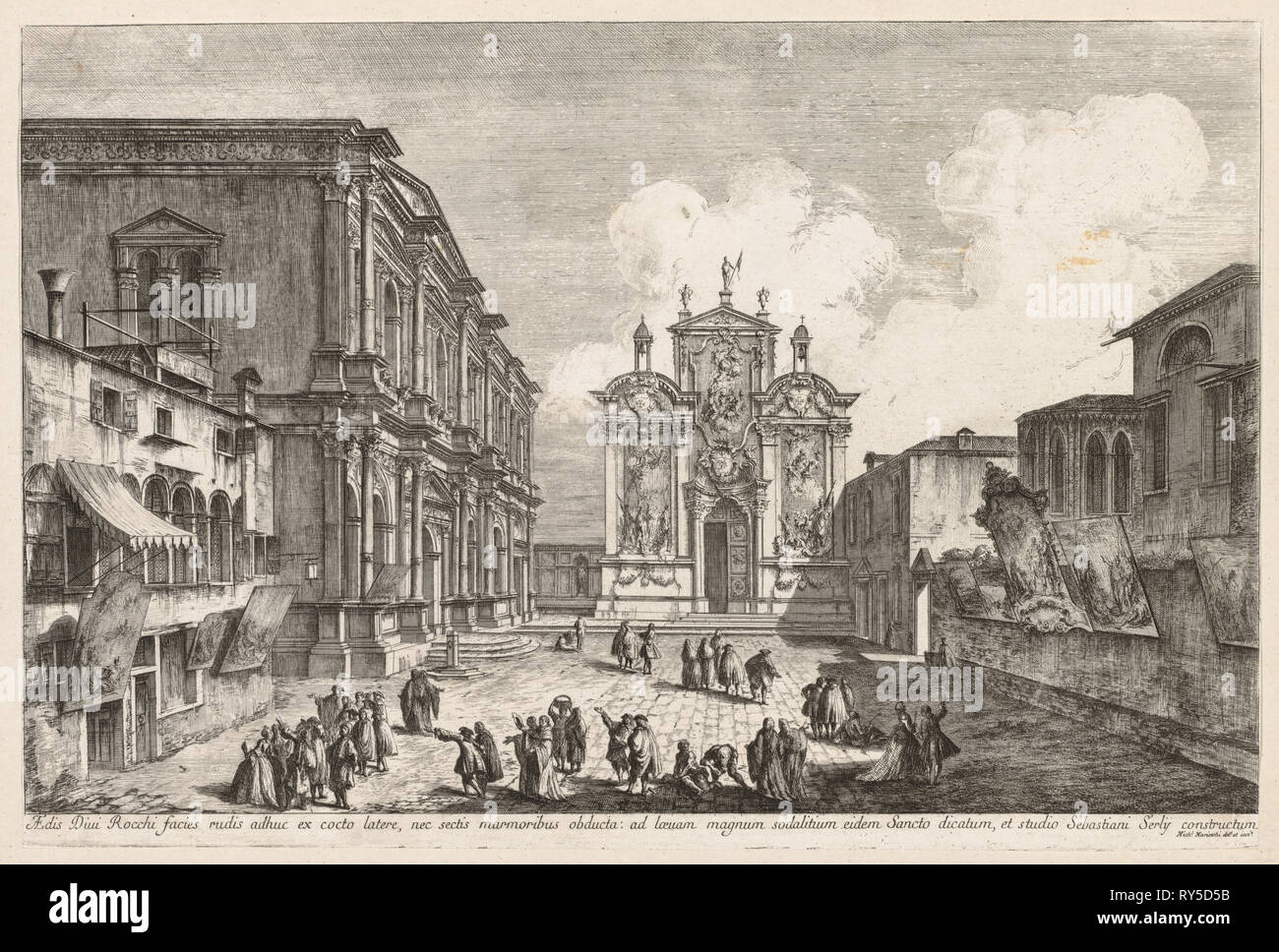 Vues de Venise : Campo S. Rocco, 1741. Michele Marieschi (italien, 1710-1743). Eau-forte Banque D'Images