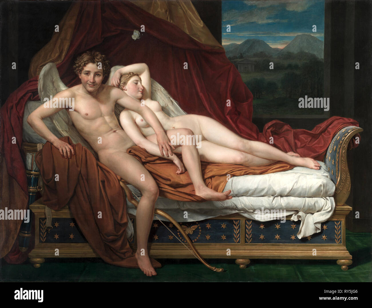 Amour et Psyché, 1817. Jacques-Louis David (Français, 1748-1825). Huile sur toile encadrée ; : 221 x 282 x 10 cm (87 x 111 x 3 15/16 in.) ; non encadrée : 184,2 x 241,6 cm (72 1/2 x 95 1/8 in Banque D'Images