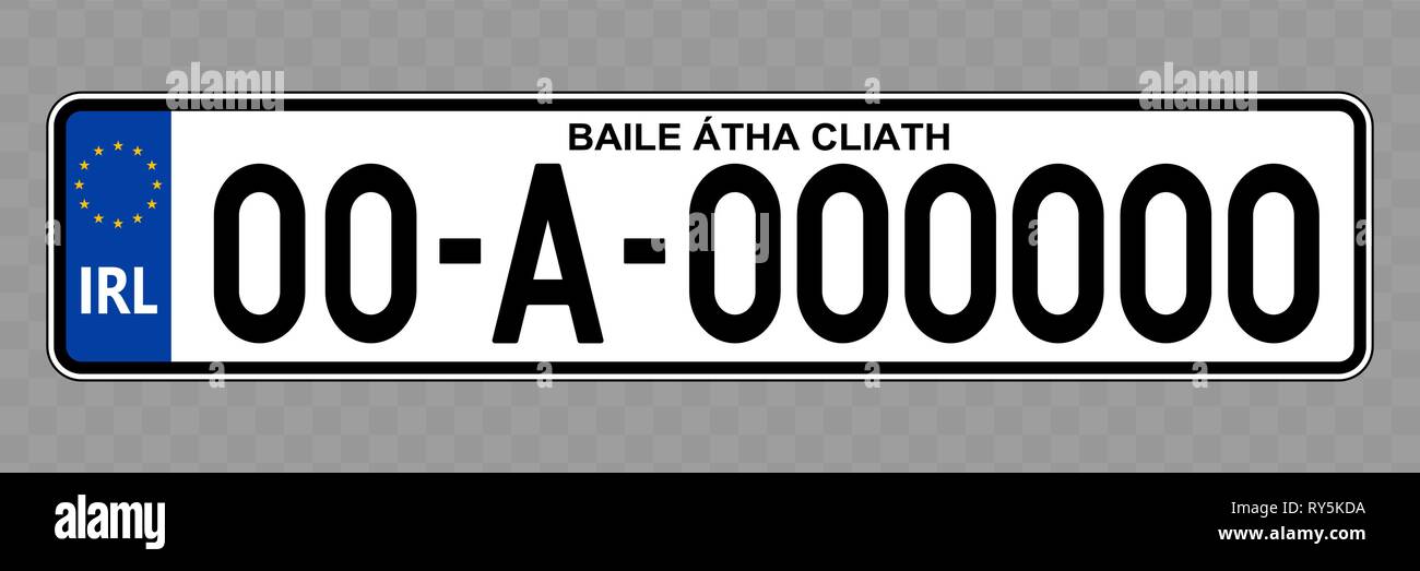 La plaque. Les plaques d'immatriculation des véhicules de l'Irlande Image  Vectorielle Stock - Alamy