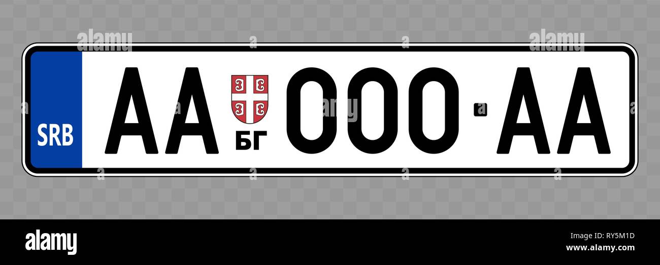 La plaque. Les plaques d'immatriculation des véhicules de la Serbie Image  Vectorielle Stock - Alamy