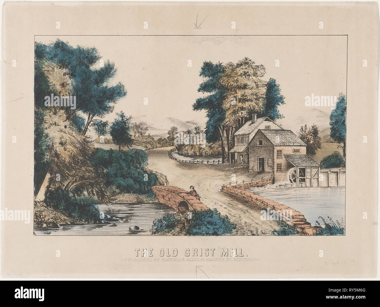 Le Old Grist Mill, 19e siècle. Anonyme, Haskell et Allen (américain). Lithographie Banque D'Images