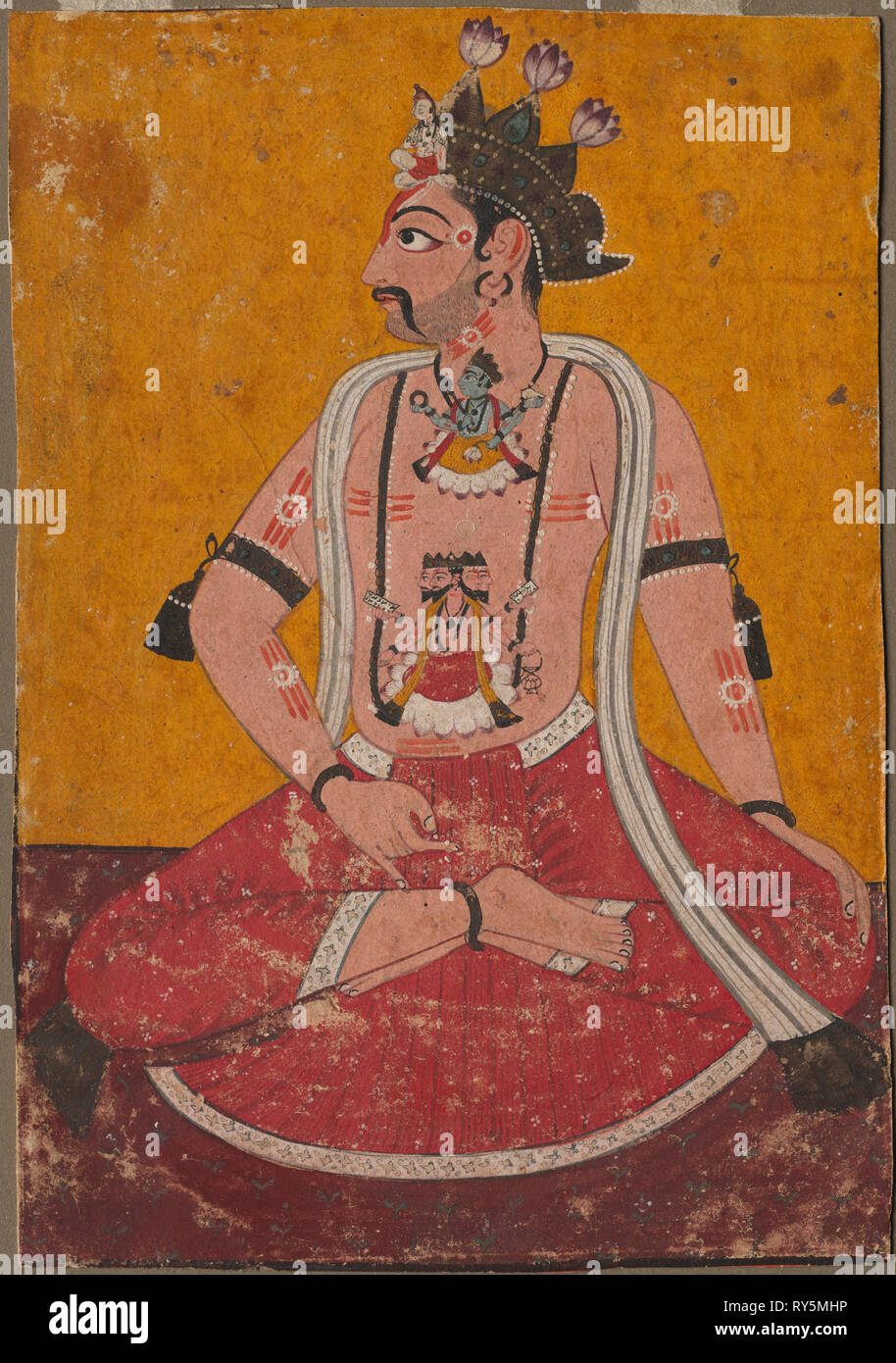 Homme Dhata en position de Yogi, ch. 1690-1700. L'Inde, Pahari, Nurpur, fin du 17e siècle. Encre et couleur sur papier ; Total : 20 x 14 cm (7 7/8 x 5 1/2 po Banque D'Images