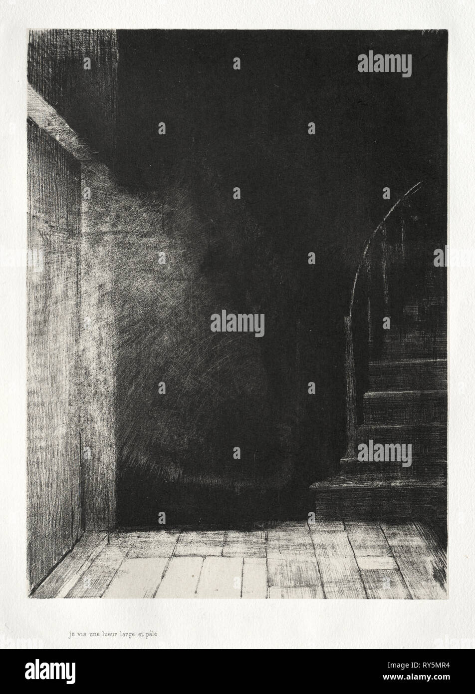 La maison hantée : J'ai vu une grande lueur pâle, 1896. Odilon Redon (Français, 1840-1916). Lithographie Banque D'Images
