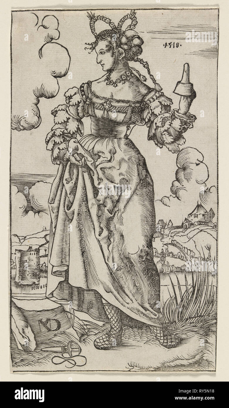 Les sages et folles : le cinquième vierge folle, 1518. Nikolaus Manuel Deutsch (Swiss), ch. 1484-1530). Gravure sur bois ; image : 18,5 x 10,6 cm (7 5/16 x 4 3/16 in Banque D'Images