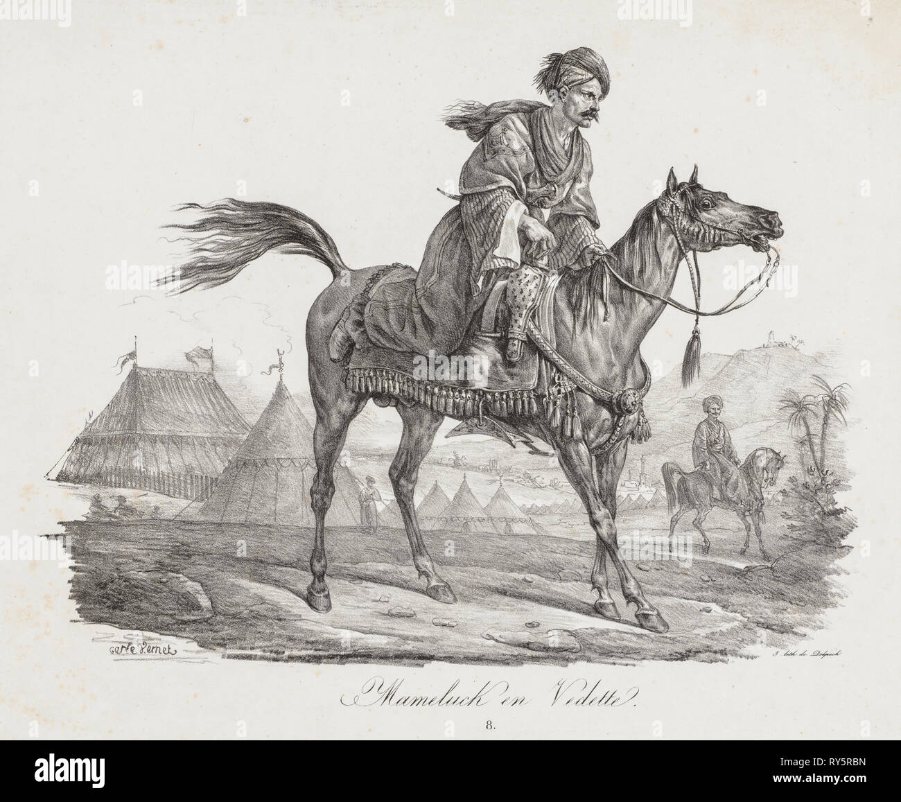 Grande Suite de chevaux : Canada Mamelucke, ch. 1818. Carle Vernet (Français, 1758-1836). Lithographie Banque D'Images