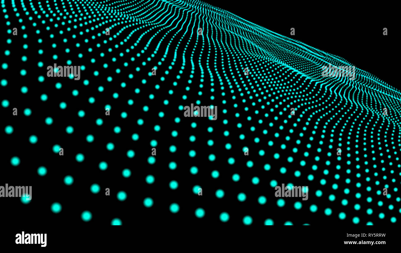 La science de trouble ou microcosme 3D'arrière-plan de l'espace. Le rendu des particules lumineux avec la profondeur de champ et bokeh. Forme des particules et le motif de la ligne s Banque D'Images