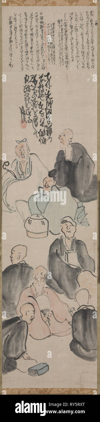 Une Rencontre poétique, fin des années 1700-début des années 1800. Matsumura Goshun (japonais, 1752-1811). Défilement pendaison ; l'encre et couleur sur papier ; image : 26,8 x 106,4 cm (41 7/8 x 10 9/16 in.) ; total : 184,2 x 34 cm (72 1/2 x 13 3/8 in. Banque D'Images