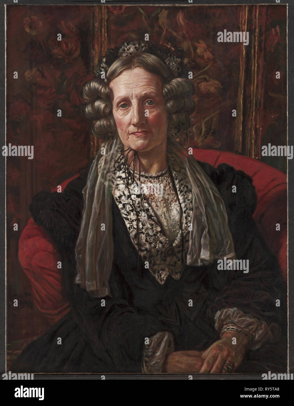 Mme George Waugh, 1868. William Holman Hunt (1827-1910), britannique. Huile sur toile, 115,5 x 95,5 encadré : x 6 cm (45 1/2 x 37 5/8 x 2 3/8 in.) ; 86,2 x 66,1 sans cadre : 33 x 15/16 cm (26 en Banque D'Images