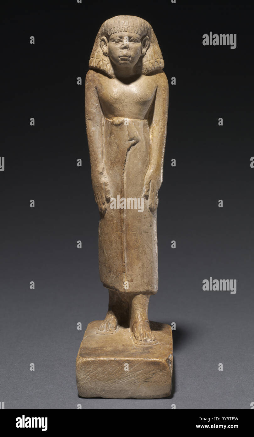 Statuette d'un homme, c. 1859-1648 BC. L'Égypte, l'Empire du Milieu, Deuxième semestre 12 à 13 Dynastie dynastie, règne d'Amenemhat III ou plus tard. Calcaire peint ; Total : 18 x 4,5 x 8,6 cm (7 1/16 x 1 3/4 x 3 3/8 in. Banque D'Images