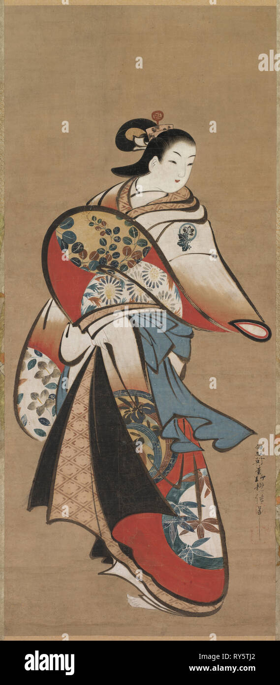Courtisane, 1716-1735. Matsuno Chikanobu (Japonais). Défilement pendaison ; l'encre et couleur sur papier ; total : 179,1 x 58,5 cm (70 1/2 x 23 1/16 in.) ; total : 177,8 x 52,7 cm (70 x 20 3/4 in.), peinture uniquement : 91 x 35,5 cm (35 13/16 x 14 in.), peinture uniquement : 91,8 x 39,6 cm (36 1/8 x 15 9/16 in Banque D'Images