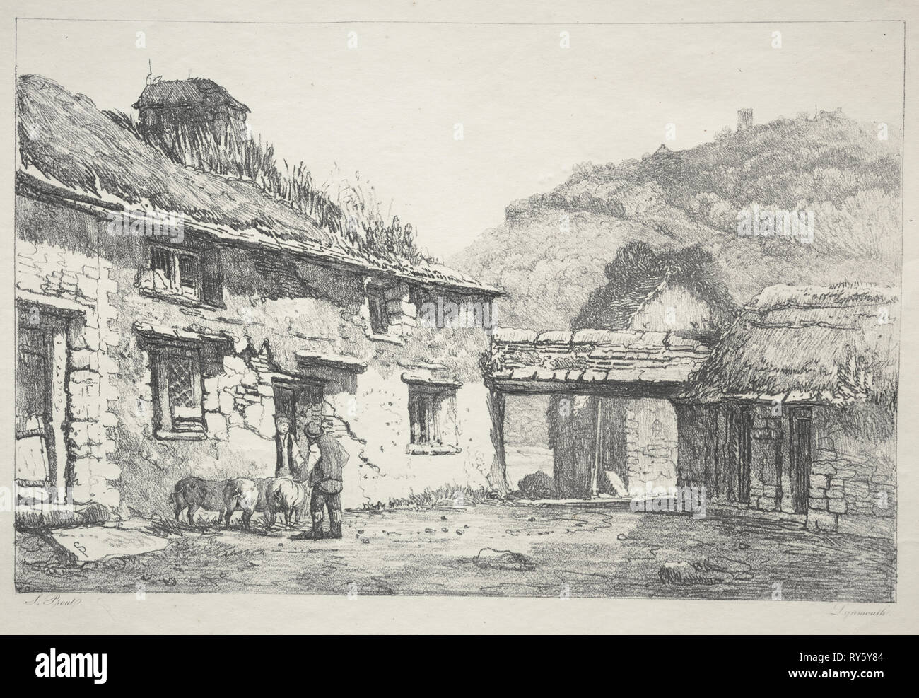 Lynmouth, 1819. Samuel Prout (britannique, 1783-1852). Lithographie Banque D'Images