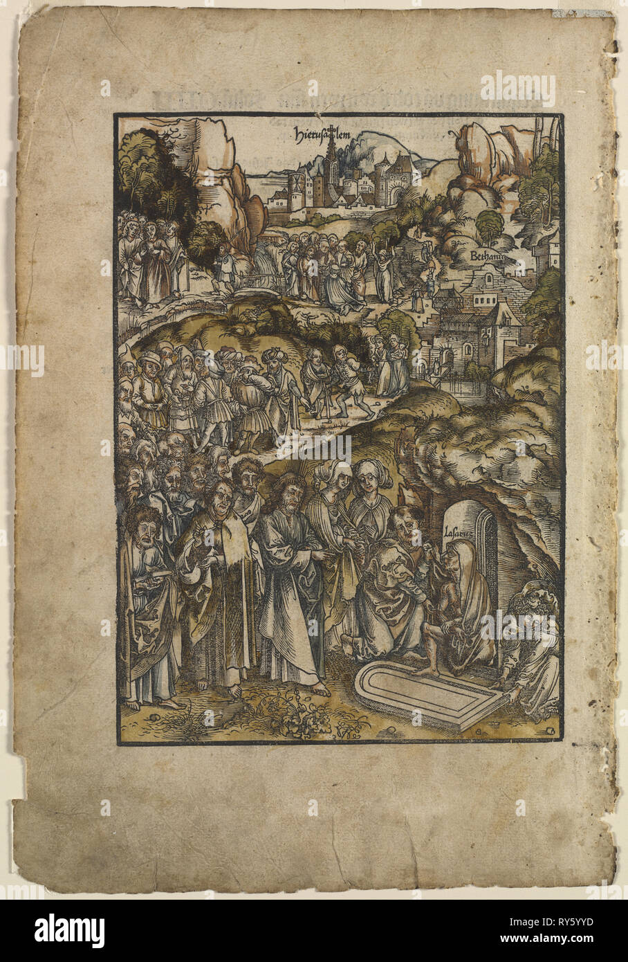 La passion : la résurrection de Lazare, avant 1508. Je Urs Graf (Suisse), ch. 1485-1527/29). Gravure sur bois coloriée à l'aquarelle Banque D'Images