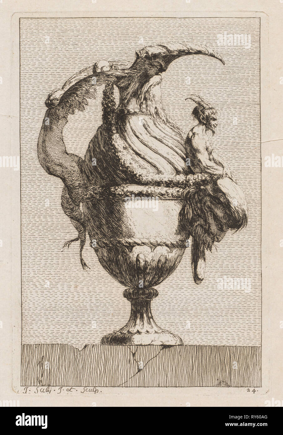 Suite de vases : plaque 24, 1746. Jacques François Saly (Français, 1717-1776). Eau-forte Banque D'Images