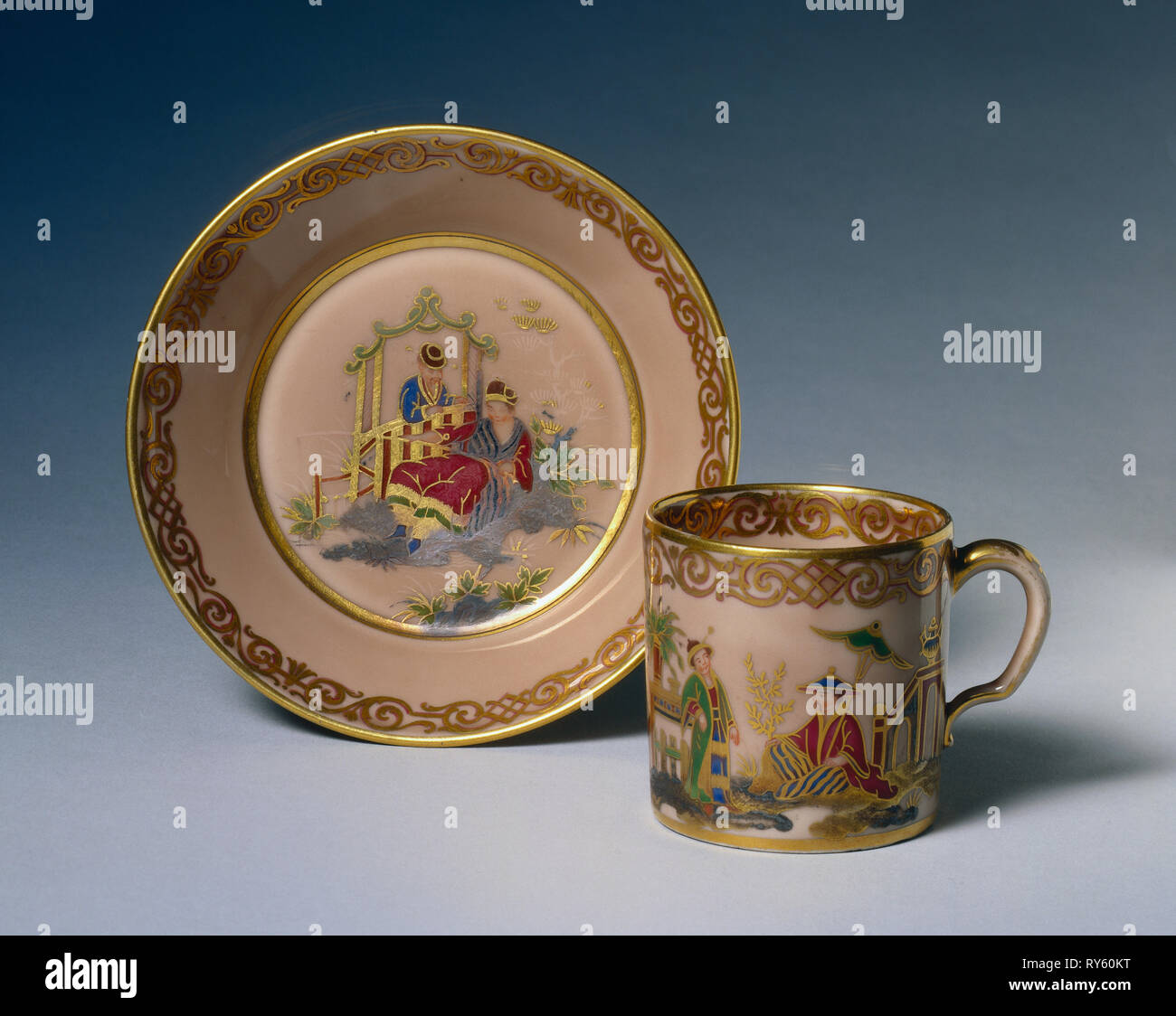 Tasse et soucoupe, 1778. Manufacture de porcelaine de Sèvres (le français, l'est. 1740). Disque-coller ; porcelaine diamètre : 12,9 cm (5 1/16 in.) ; total : 6 cm (2 3/8 po Banque D'Images