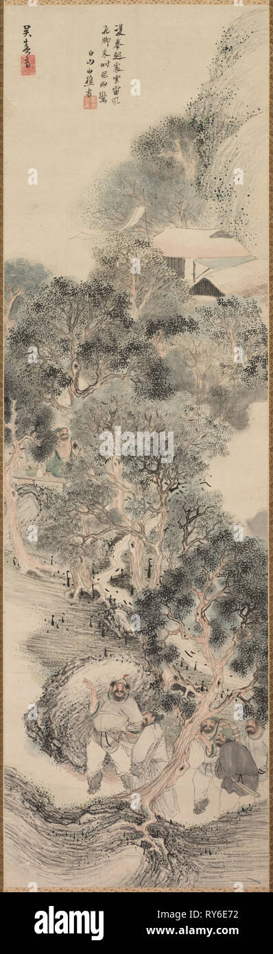 La marge de l'eau des bandits, fin des années 1700-début des années 1800. Matsumura Goshun (japonais, 1752-1811). Défilement pendaison ; l'encre et couleur sur papier ; image : 41,3 x 137,8 cm (54 1/4 x 16 1/4 in.) ; total : 209,6 x 62,3 cm (82 1/2 x 24 1/2 po Banque D'Images