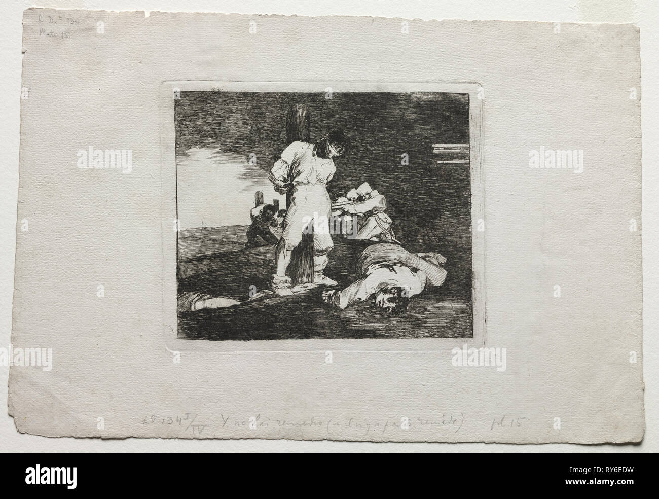 Les désastres de la guerre : et il n'y a aucune aide pour elle, 1810-1820. Francisco de Goya (Espagnol, 1746-1828). L'eau-forte, pointe sèche et burin Banque D'Images Les désastres de la guerre : et il n'y a aucune aide pour elle, 1810-1820. Francisco de Goya (Espagnol, 1746-1828). L'eau-forte, pointe sèche et burin Banque D'Images