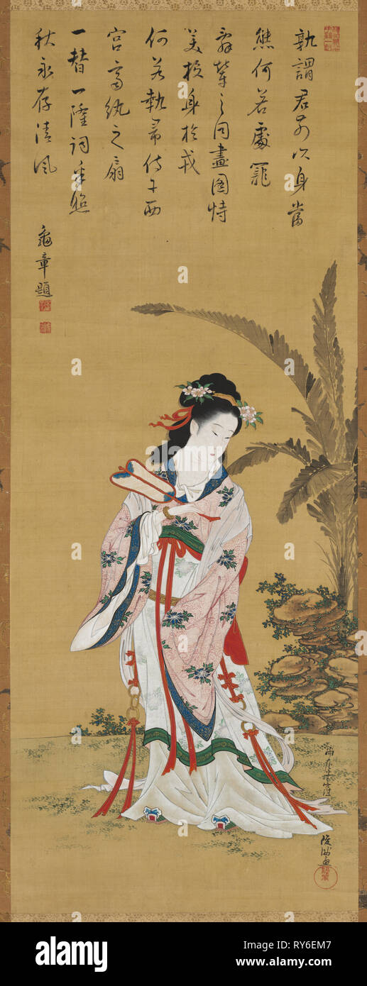 Beauté chinoise, fin des années 1700-début des années 1800. Kubo Shunman (1757-1820). Hanging scroll, encre et couleur sur soie ; Image : 96 x 37 cm (37 13/16 x 14 9/16 in.) ; total : 184,2 x 53,3 cm (72 1/2 x 21 dans Banque D'Images