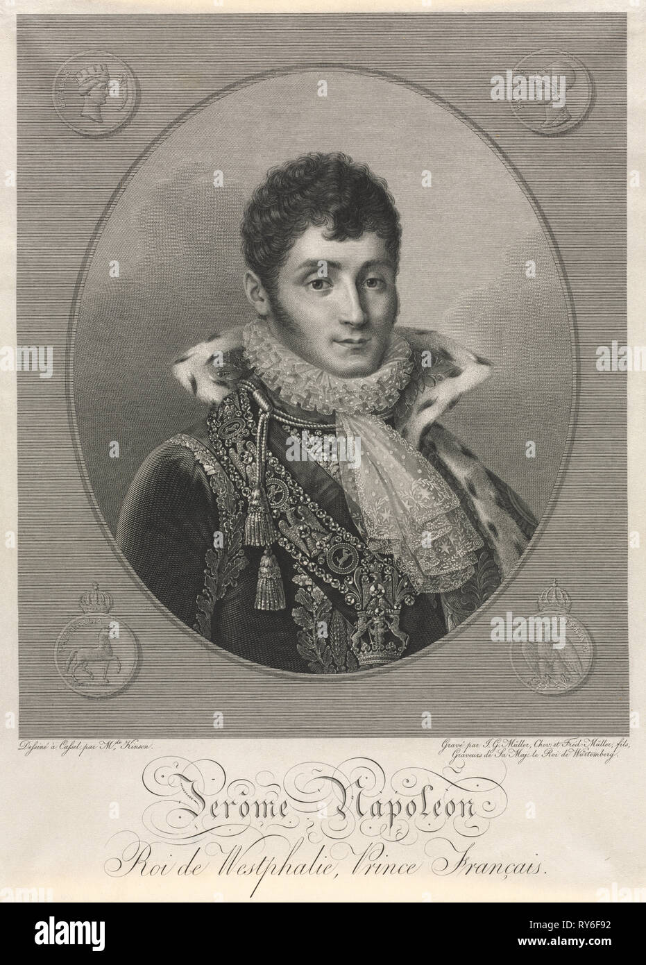 Jérôme Napoléon, roi de Westphalie, prince français. Christian-Friedrich Muller (allemand, 1782-1816), et Johann Gotthard von Muller (allemand, 1747-1830). Gravure Banque D'Images